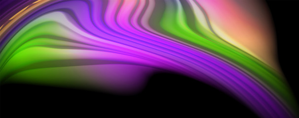Fluid liquid color wave lines, glowing colorful light effect, abstract composition template. Geometric technology abstract pattern. Movement concept