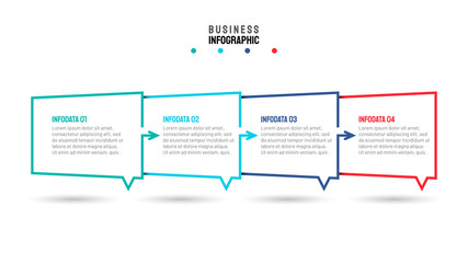 Thin line flat elements for infographic. Business concept with 4 options, arrows, parts, steps or processes. Can be used for diagram, graph, presentation and chart. Vector template.