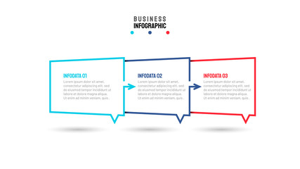 Thin line flat elements for infographic. Business concept with 3 options, arrows, parts, steps or processes. Can be used for diagram, graph, presentation and chart. Vector template.