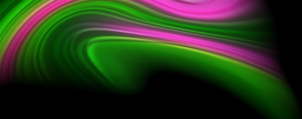Modern rainbow liquid color flow colorful poster. Wave Liquid shape in black color background. Abstract composition