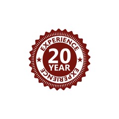 Twenty Year experience label seal, 20 year experience