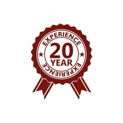 Twenty Year experience label seal, 20 year experience