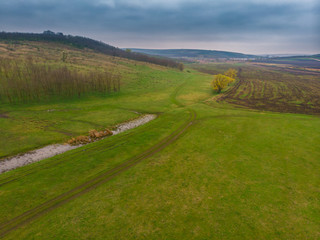Fototapeta na wymiar Country landscape in the spring. Aerial view. Moldova,2019