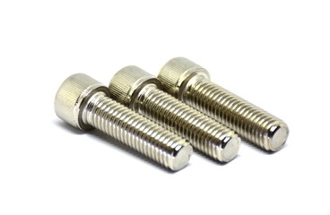 Three bolts on a white background.