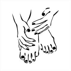 Vector hand drawn illustration of manicure and pedicure