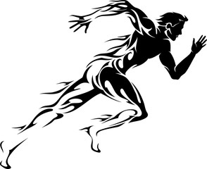 Male Runner, Abstract Flame Body