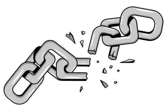 Breaking chain vector cartoon illustration isolated on a white background.