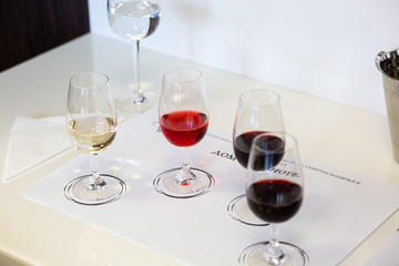 glasses of white wine on table