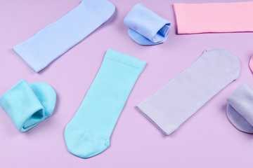 Colorful collection of cotton socks.