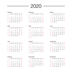 Calendar 2020 year template day planner in this minimalist