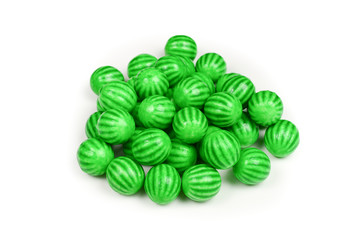 Green chewing gum isolated on white background.