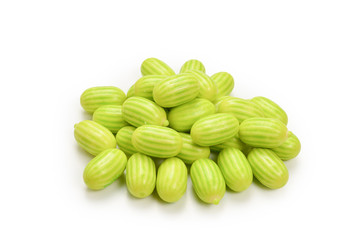 Green chewing gum isolated on white background.