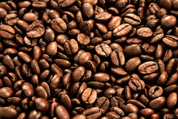 Macro photo of roasted coffee beans background