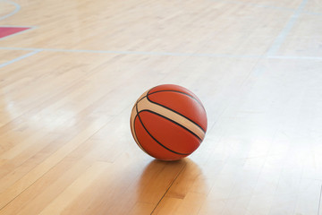Basket ball on the floor.