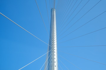 Fototapeta premium Abstract view of Bridge building architecture landmark with blue sky and cloud