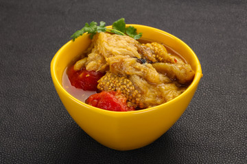 Caucasian cuisine - baked eggplant and tomato