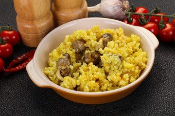 Rice with Chicken hearts