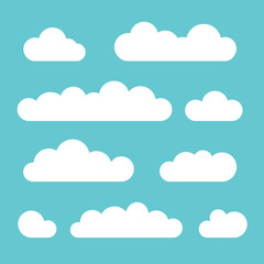 Clouds icons collection. Vector silhouettes,