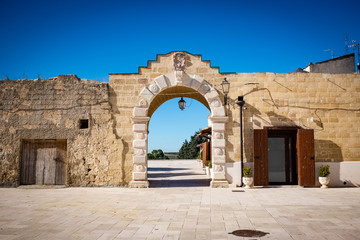 Old square of Poggiorsini village. Apulia region, Italy