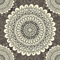 Ornamental seamless pattern with mandala. Vintage, paisley elements. Ornament. Traditional, Ethnic, Turkish, Indian motifs. Great for fabric and textile, wallpaper, packaging or any desired idea