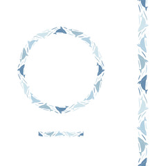 Whale Underwater Seamless Brush Wreath Pattern