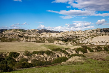 Badlands called calanchi. Landscape of Basilicata region. Matera province, Italy