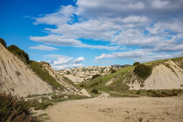 Badlands called calanchi. Landscape of Basilicata region. Matera province, Italy