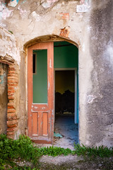 Abandoned house. A glimpse of ghost town Alianello. Matera province, Italy