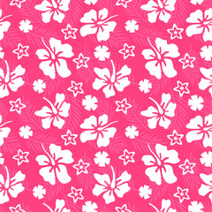 Fototapeta na wymiar Hibiscus flower Seamless pattern background