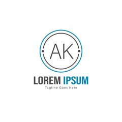 AK Letter Logo Design. Creative Modern AK Letters Icon Illustration