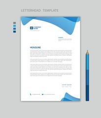 Letterhead template vector, minimalist style, printing design, business advertisement layout, Blue concept background