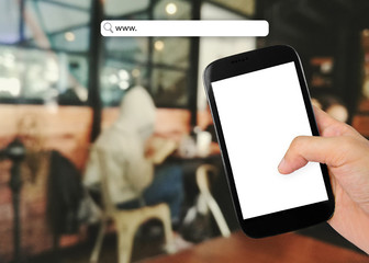 Coffee cafe with address bar, online shopping background.vintage tone.