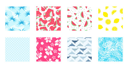 Summer Seamless Pattern Background set pack