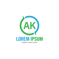 AK Letter Logo Design. Creative Modern AK Letters Icon Illustration