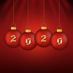 Christmas balls 2020 on a red background