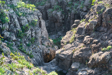 From whitewater formed creek bed in the Argaga canyon on the island of La Gomera