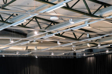 Factory building or warehouse building. Vast empty space with ve