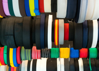 Colorful embroidery thread spool using in garment industry, row