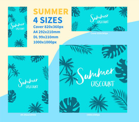 Summer Discount Banner Concept Template Flyer DL A4 Pack Set