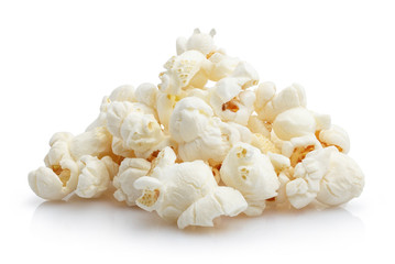 Heap of delicious popcorn, isolated on white background
