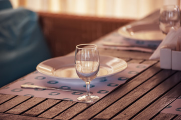Table set in restaurant