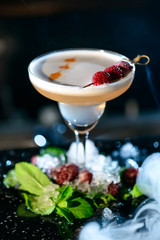 Lifestyle photo cocktail clover club in a bar close up