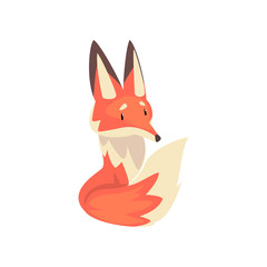 Cute Little Red Fox Character Cartoon Vector Illustration