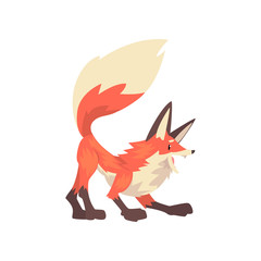 Aggressive Red Fox Character Cartoon Vector Illustration
