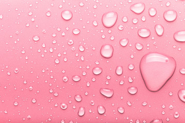 Drops of water on a color background. Pink. Toned