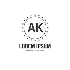 AK Letter Logo Design. Creative Modern AK Letters Icon Illustration