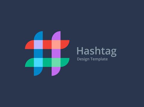 Hashtag symbol logo icon design template elements