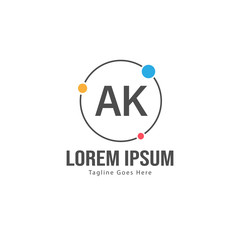 AK Letter Logo Design. Creative Modern AK Letters Icon Illustration