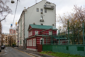 MOSCOW - OCTOBER 27, 2018: View of the Golikovsky lane in the city center on an autumn morning