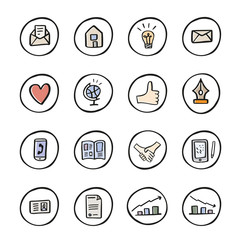 Hand drawn icons set. Social icons, communication icons